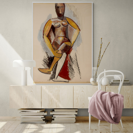 Pablo Picasso - Print modern Seated Female Nude de Picasso pe hartie Fine Art