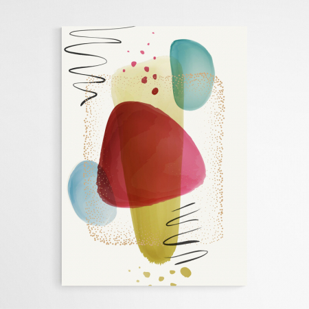 Set 3 tablouri, Intaglio, Abstracte, multicolor, print pe hartie foto Fine Art, postere moderne cu forme colorate, pentru dormitor, living, camera copii [3]