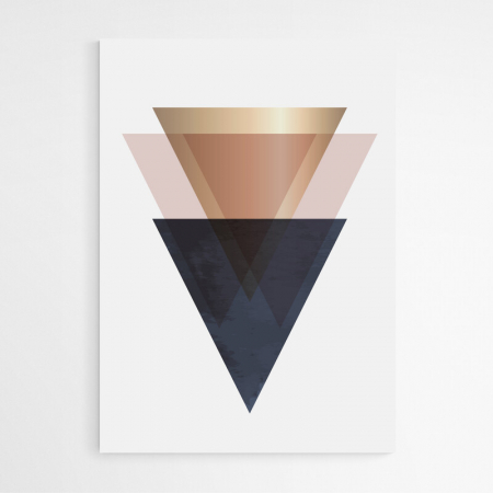 Set 3 tablouri, Intaglio, Abstracte, Roz pal, print pe hartie foto Fine Art, forme geometrice triunghiuri, postere moderne, pentru dormitor, living [4]