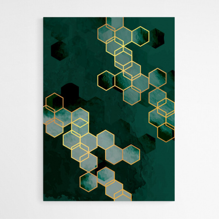 Set 3 tablouri, Intaglio, Abstracte. verde smarald, print pe hartie foto Fine Art, postere moderne, pentru dormitor, living, bucatarie [4]