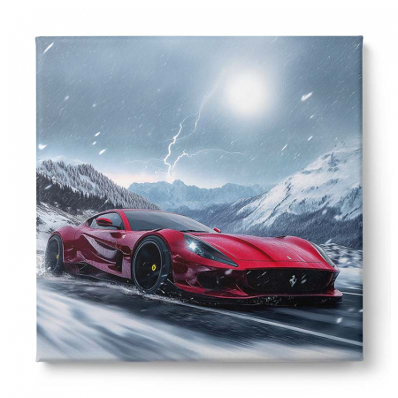 Tablouri canvas cu un Ferrari și un Lamborghini străbătând munți [1]
