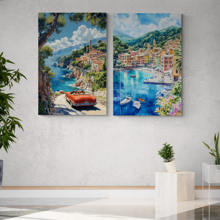 Tablouri cu Masini - Tablouri canvas premium cu peisaje mediteraneene și mașini decapotabile