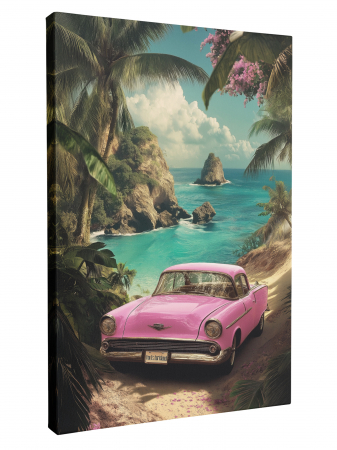 tablouri canvas cu mașini retro într-un cadru exotic [1]