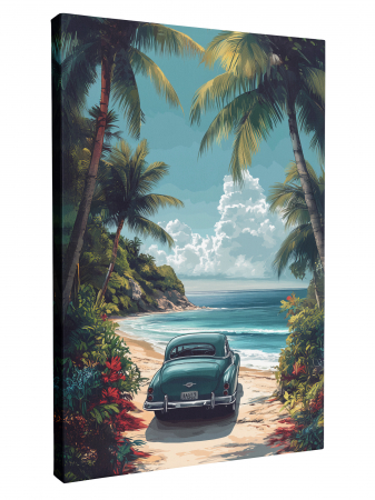 tablouri canvas cu mașini retro într-un cadru exotic [2]