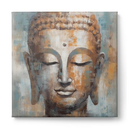 Două tablouri Buddha în nuanțe de albastru, crem și auriu [2]