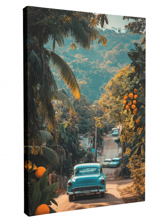 Tablouri Canvas retro cu mașini clasice și palmieri [1]