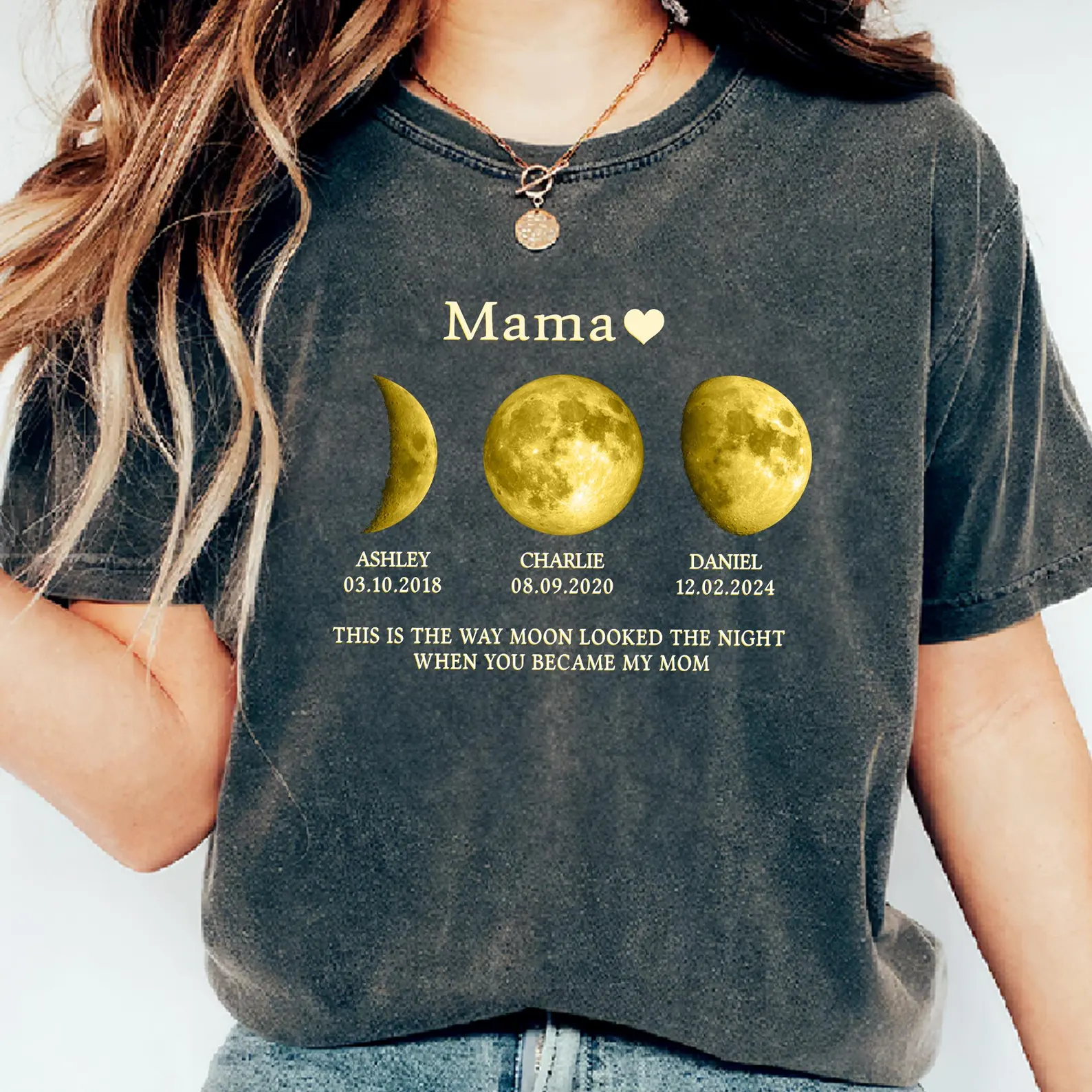 Tricouri personalizate - Tricou personalizat cu fazele lunii pentru mama