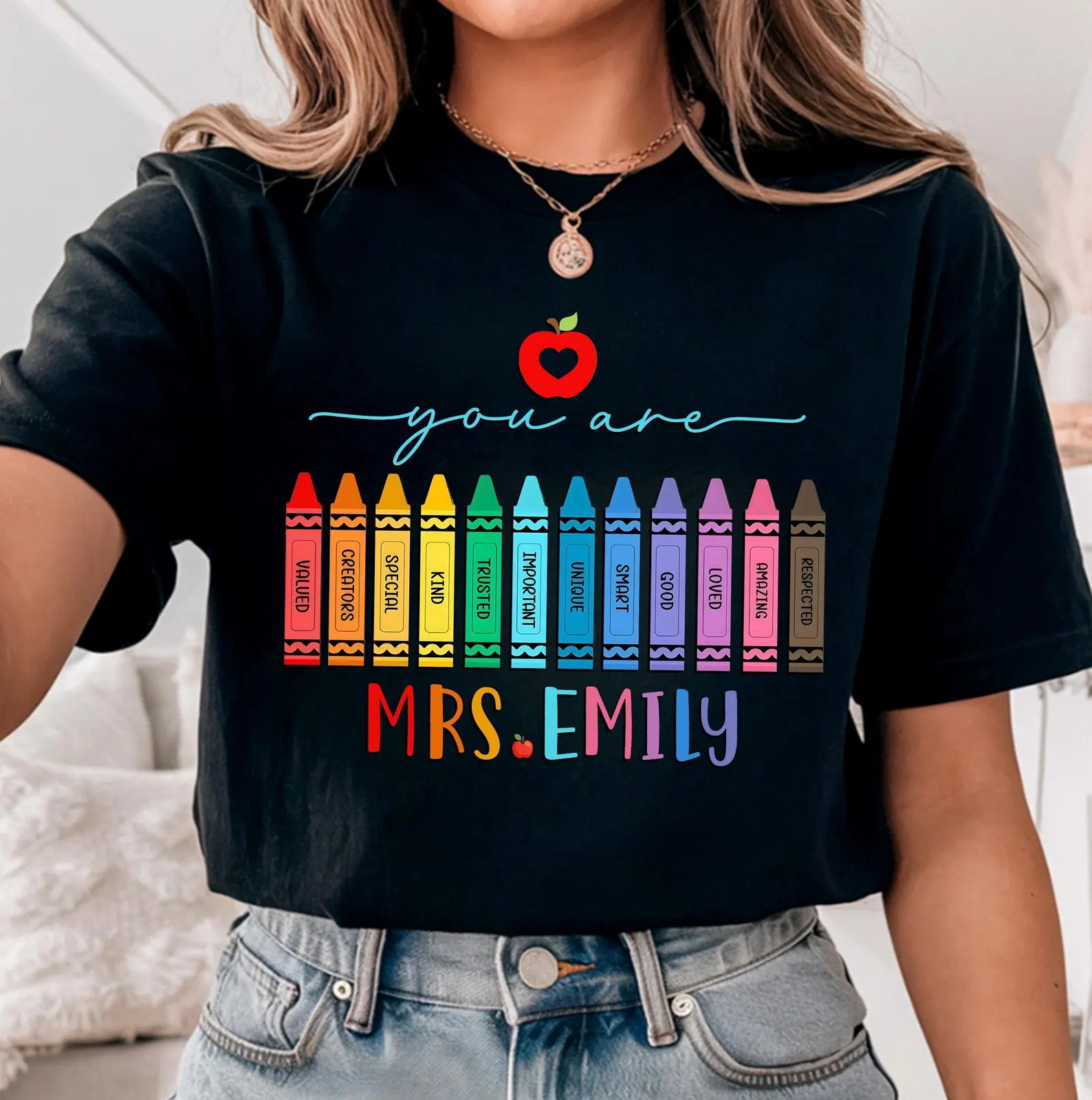 Tricouri personalizate - Tricou personalizat pentru profesori cu nume și elemente educaționale