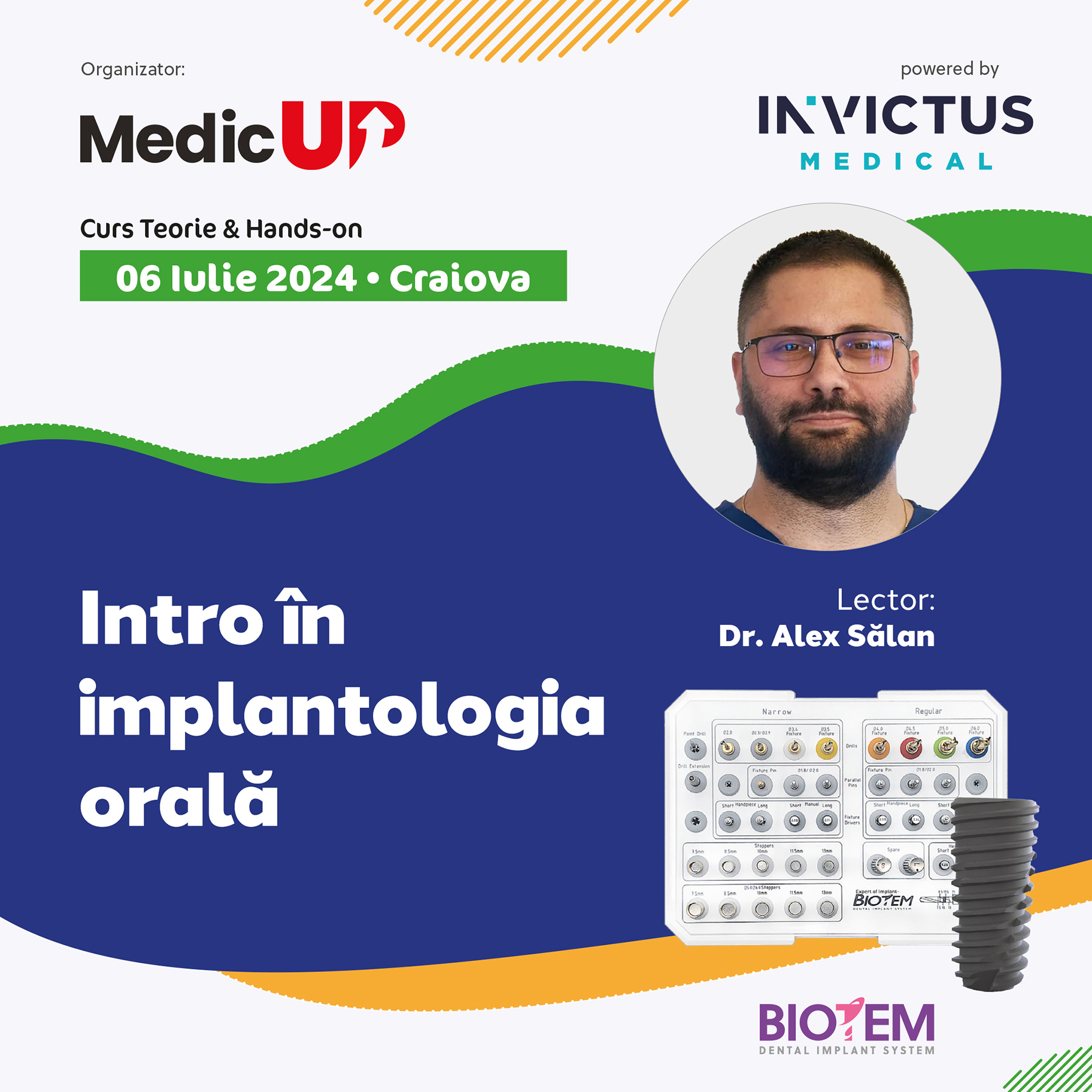 Intro în implantologia orală Curs Teorie & Hands-on, 25 Mai - Dr.ALEX Sălan