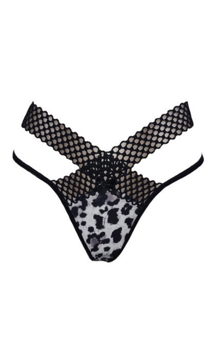 Chilot tanga animal print negru/alb [3]