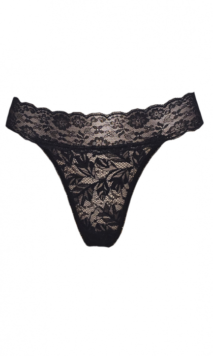 Chilot tanga dantela negru [3]