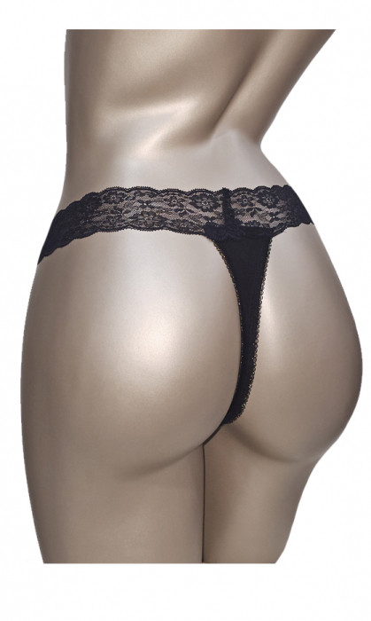 Chilot tanga dantela negru [2]