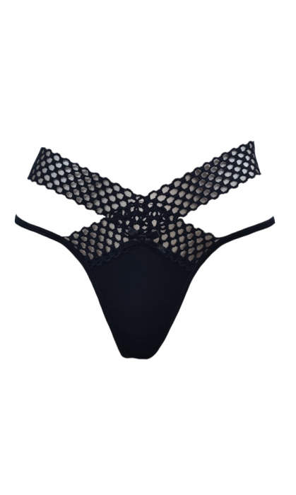 Chilot tanga negru barete [3]