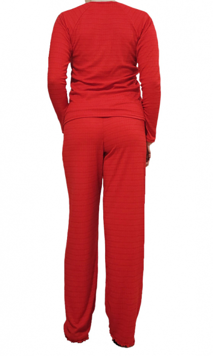 Pijama dama bumbac reiat rosu [2]