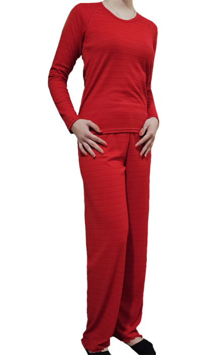 Pijama dama bumbac reiat rosu [3]