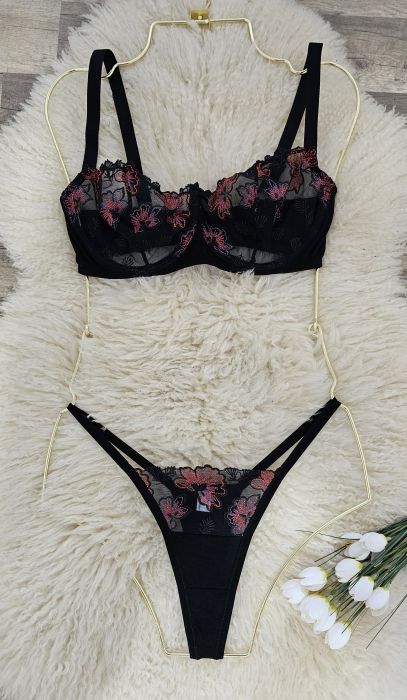 Sutien dantela negru/rosu [5]