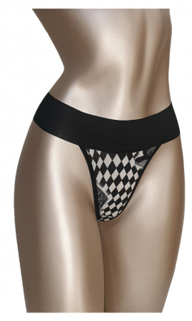 LENJERIE INTIMA - Chilot tanga alb cu negru