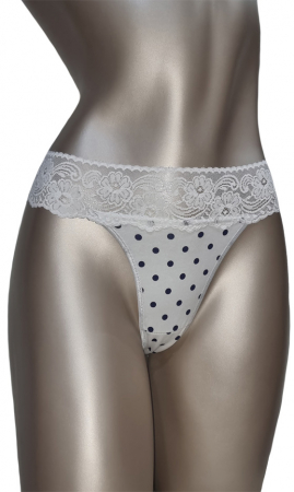 Toate Produsele - Chilot tanga alb buline