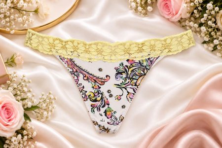 COLECTIE NOUA - Chilot tanga alb-galben
