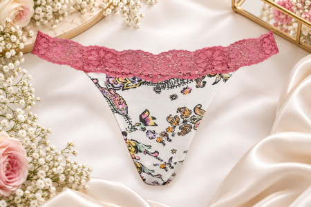 COLECTIE NOUA - Chilot tanga alb-roz