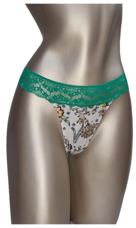 REDUCERI - Chilot tanga alb-verde intens