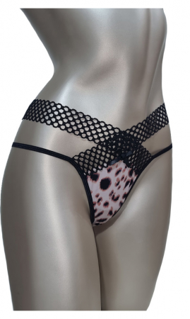 Lenjerie sexy - Chilot tanga animal print /maro