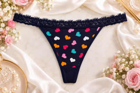 COLECTIE NOUA - Chilot tanga bleumarin/inimioare