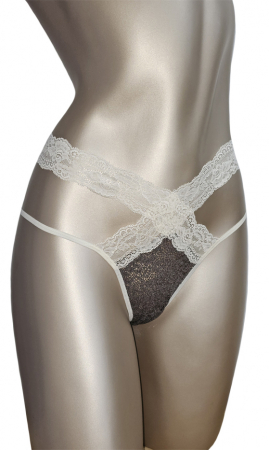 Lenjerie sexy - Chilot tanga gri/crem