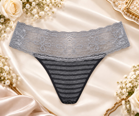 Toate Produsele - Chilot tanga gri/negru