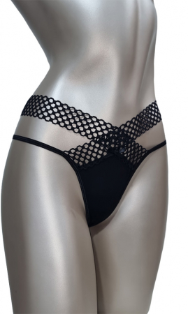 Lenjerie sexy - Chilot tanga negru barete