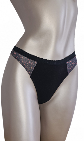 COLECTIE NOUA - Chilot tanga negru/flori