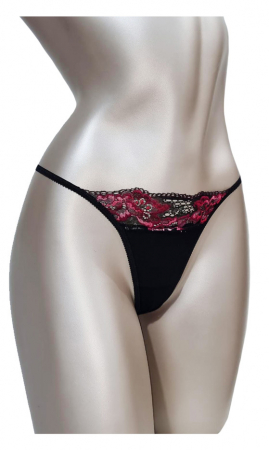 LENJERIE INTIMA - Chilot tanga negru/rosu