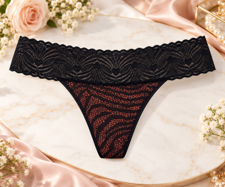 COLECTIE NOUA - Chiloti tanga animal print/negru