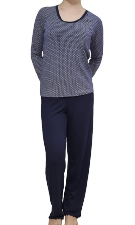 PIJAMALE - Pijama bumbac bleumarin