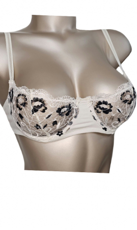 Lenjerie sexy - Sutien dantela cu arc de sustinere crem
