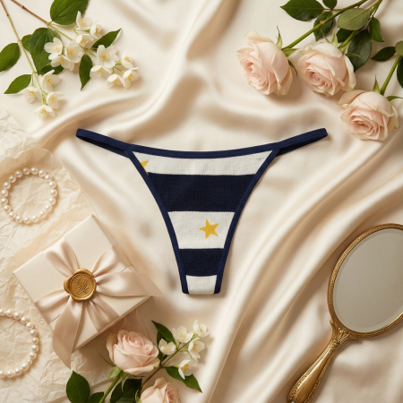 Tanga bleumarin/crem [0]