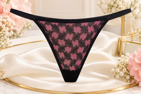 COLECTIE NOUA - Tanga negru carou bordo