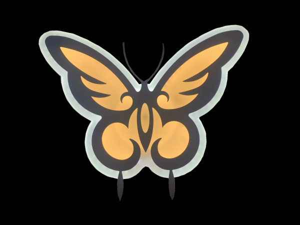 Aplică ornamentală, model fluture alb, sticlă, cu LED alb rece/cald [2]