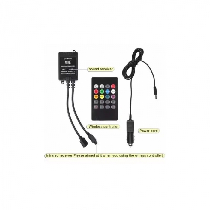 Sistem iluminare auto interior 9 LED RGB cu telecomanda [2]