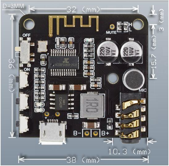 Modul decodor MP3, stereo, Bluetooth 5.0, microfon, iesire jack 3,5mm (AUX) OKY3166 [2]
