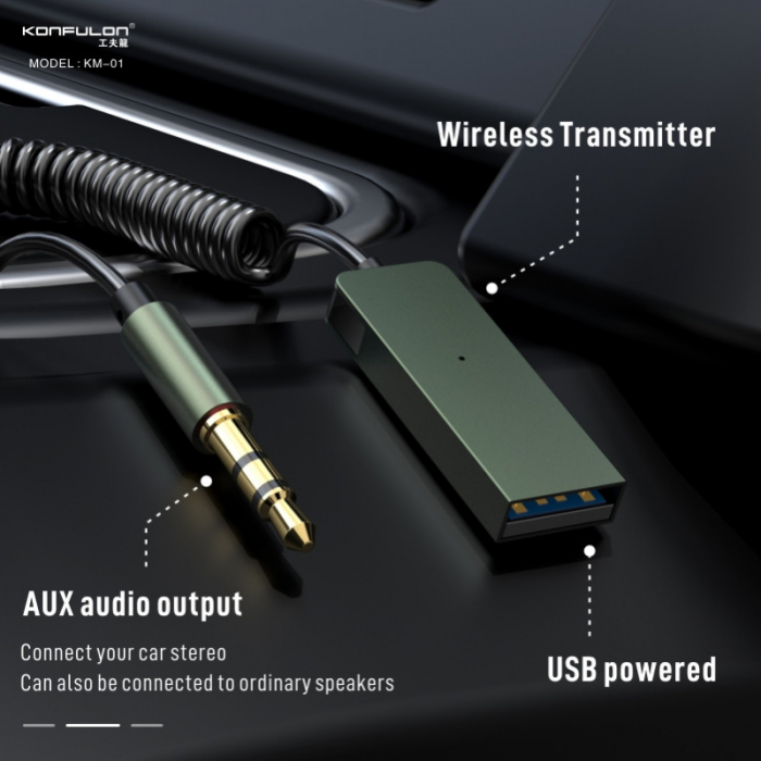 Adaptor Bluetooth auto cu iesire jack si microfon KM01 [4]