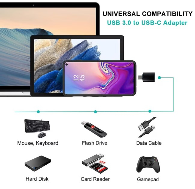 Adaptor USB-A 3.0 la USB-C, 5Gbps, negru [3]