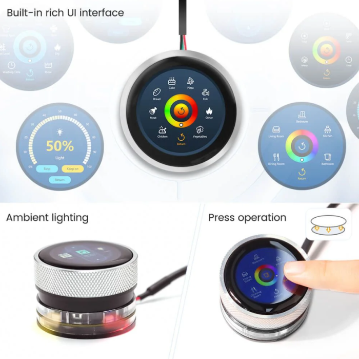 Display rotativ CrowPanel 1.28 inch, ESP32, IPS 240x240, touch si buton rotativ, programabil Arduino IDE si LVGL [8]
