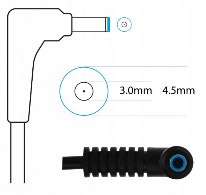 Alimentator laptop RDY cod AD49RDY 19,5V 3,33A  65W 4,5-3 mm, 90°  pin: DA. HP [2]