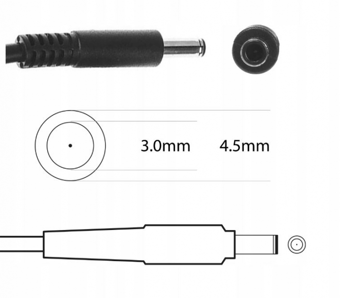 Alimentator laptop RDY cod AD75ARDY 19,5V 3,34A  65W 4,5-3 mm, drept  pin: DA. Dell [2]