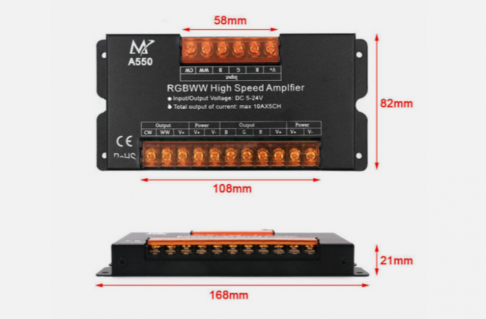 Amplificator pentru benzi LED RGBW, 5x10A, 5V-24V [3]