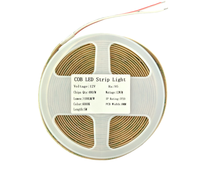 Banda LED COB 12V 5m, 480 LED/m, 6000K alb rece, 8mm, pentru mobilier, vitrine si profile LED [3]