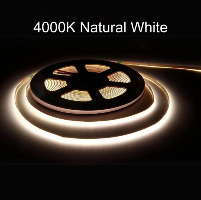 Banda LED COB 480leds/m, latime 8mm, 6000K (alb rece), 14W/m, 24V DC, IP20, 10m [3]