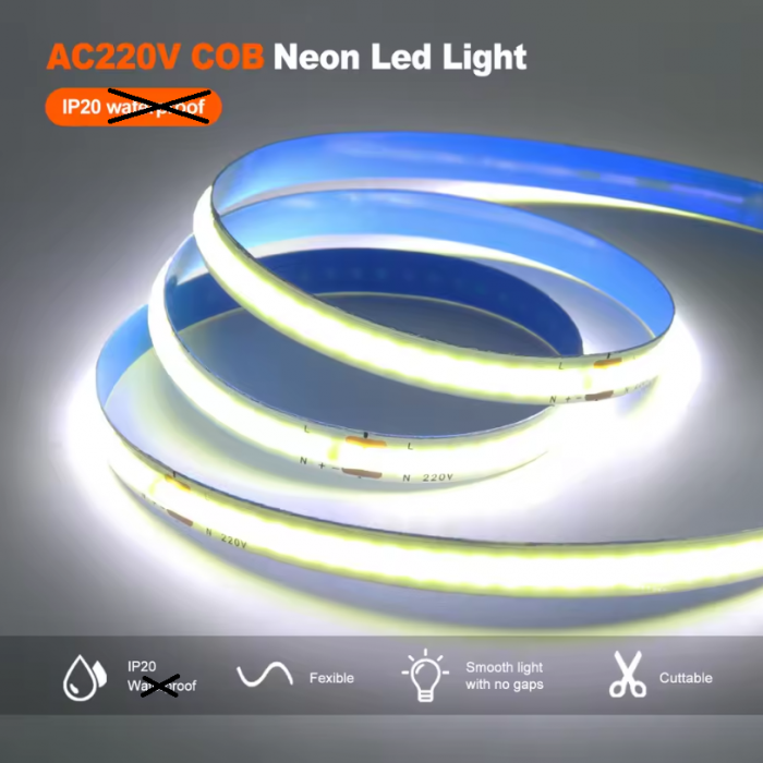 Banda LED COB A320DL-6000K, 320LED/m, latime 8mm, 6000K (alb rece), 9W/m, 220V-240V AC, 10m [2]