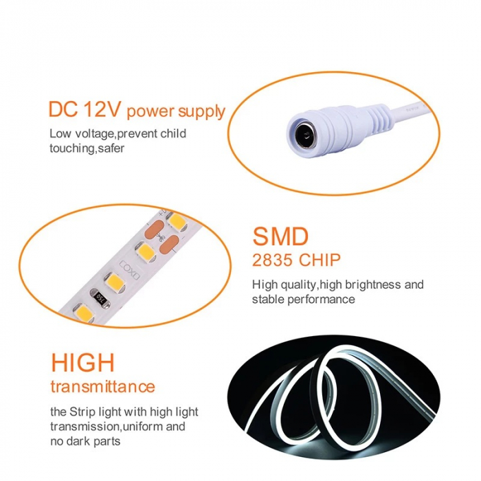 Banda led Neon Flex lumina rece, rola 5M, 120L/m, SMD 2835, IP20 [3]